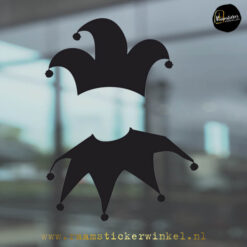 Raamsticker Carnaval Joker zwart RSW copyright ®raamstickerwinkel