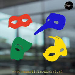 Raamsticker carnaval masker kwartet mix