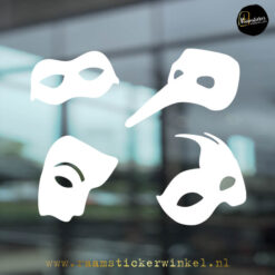 Raamsticker masker kwartet wit