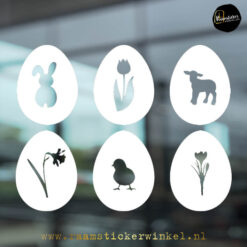Raamsticker paasei LENTE pasen wit RSW