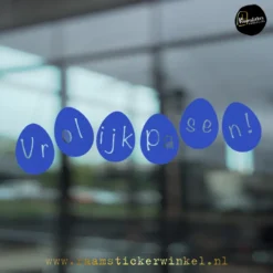 Raamsticker paasei rij Pasen ei blauw RSW