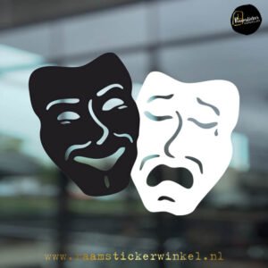 Raamsticker Masker theater carnaval lach & traan