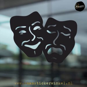 carnaval masker theater Raamsticker zwart