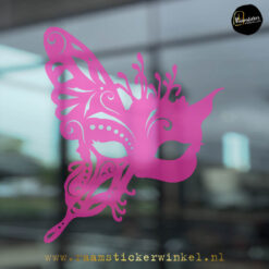 raamsticker carnaval masker vlinder tr Roze