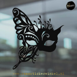 raamsticker carnaval masker vlinder zwart