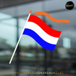 Koningsdag raamsticker vlag Nederland met wimpel KW RSW