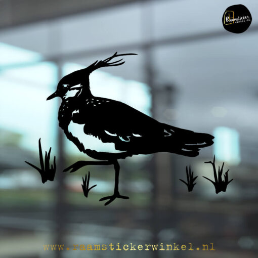 Raamsticker Kievit zwart