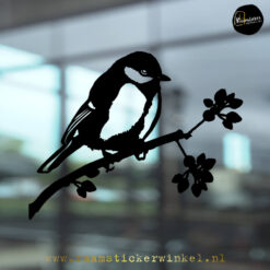 Raamsticker Koolmees zwart herbruikbaar copyright ®raamstickerwinkel