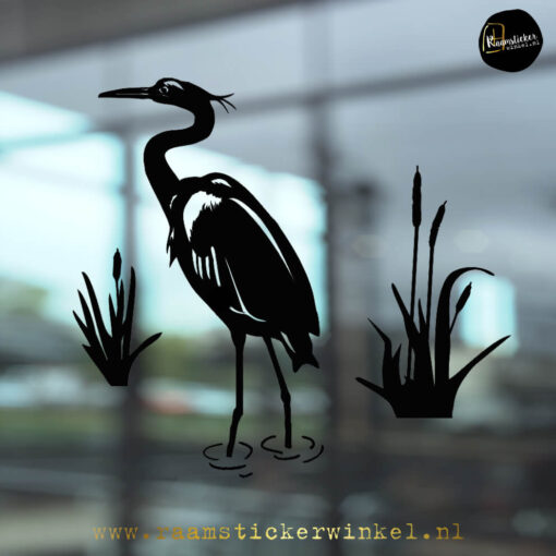 Raamsticker Reiger zwart