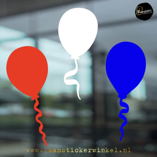 Koningsdag ballonnen Nederland raamsticker rood wit blauw KW