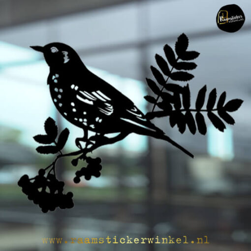 Raamsticker Grote lijster zwart
