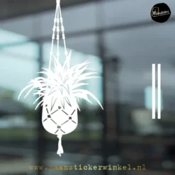 Raamsticker Graslelie Chlorophytum comosum herbruikbaar vinyl statisch wit copyright ®raamstickerwinkel