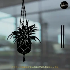 Raamsticker Graslelie Chlorophytum comosum herbruikbaar vinyl statisch zwart copyright ®raamstickerwinkel