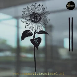 Raamsticker Zonnebloem 1 zwart RSW