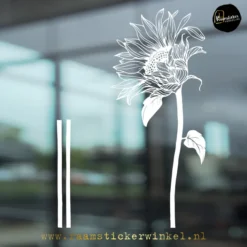 Raamsticker Zonnebloem 2 wit RSW