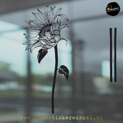 Raamsticker Zonnebloem 2 zwart RSW