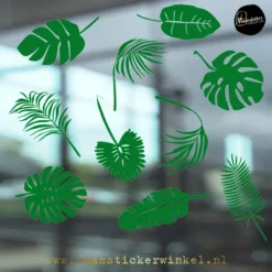 raamsticker palmbladeren groen statische vinyl RSW