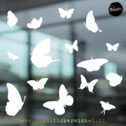 Raamsticker silhouet vlinders zwart herbruikbaar statisch vinyl wit