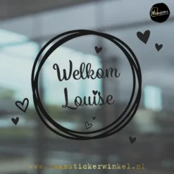 Geboortesticker cirkel hartjes geboorte raamsticker herbruikbaar geboorteraamsticker zwart copyright ®raamstickerwinkel