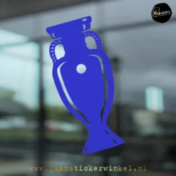 Bokaal EK beker voetbal raamsticker herbruikbare vinyl blauw