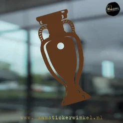 Bokaal EK beker voetbal raamsticker herbruikbare vinyl bruin