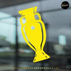 Bokaal EK beker voetbal raamsticker herbruikbare vinyl geel
