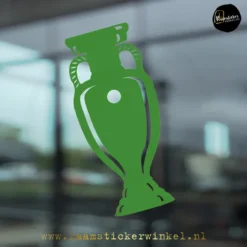Bokaal EK beker voetbal raamsticker herbruikbare vinyl groen