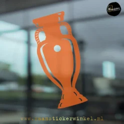 Bokaal EK beker voetbal raamsticker herbruikbare vinyl oranje