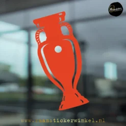 Bokaal EK beker voetbal raamsticker herbruikbare vinyl rood