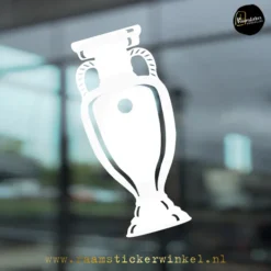 Bokaal EK beker voetbal raamsticker herbruikbare vinyl wit copyright ®raamstickerwinkel