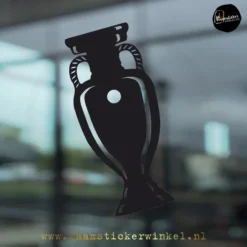 Bokaal EK beker voetbal raamsticker herbruikbare vinyl zwart copyright ®raamstickerwinkel