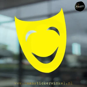 Carnaval masker simpel raamsticker geel