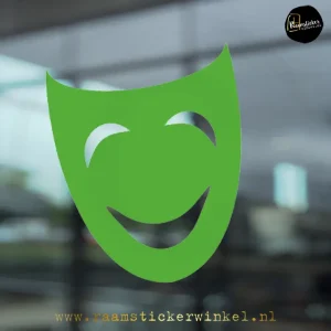 Carnaval masker simpel raamsticker groen