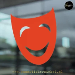 Carnaval masker simpel raamsticker rood