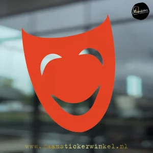 Carnaval masker simpel raamsticker rood