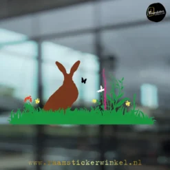 Raamsticker Pasen lente haas kleur copyright ®raamstickerwinkel