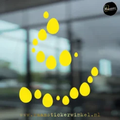 Raamsticker Pasen raamstickers paasei confetti geel copyright ®raamstickerwinkel