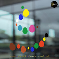 Raamsticker Pasen paasei confetti kleuren voorbeeld copyright ®raamstickerwinkel