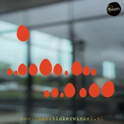 Raamsticker Pasen paasei confetti rood copyright ®raamstickerwinkel