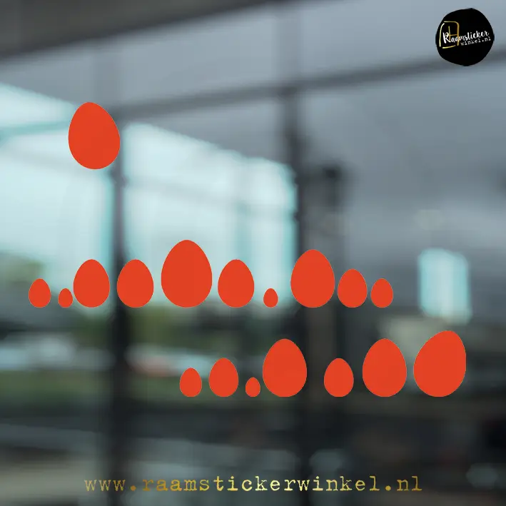 Raamsticker Pasen paasei confetti rood copyright ®raamstickerwinkel