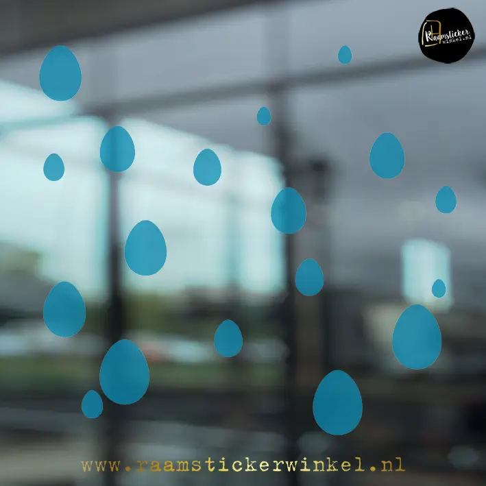 Raamsticker Pasen paasei confetti transparant blauw copyright ®raamstickerwinkel