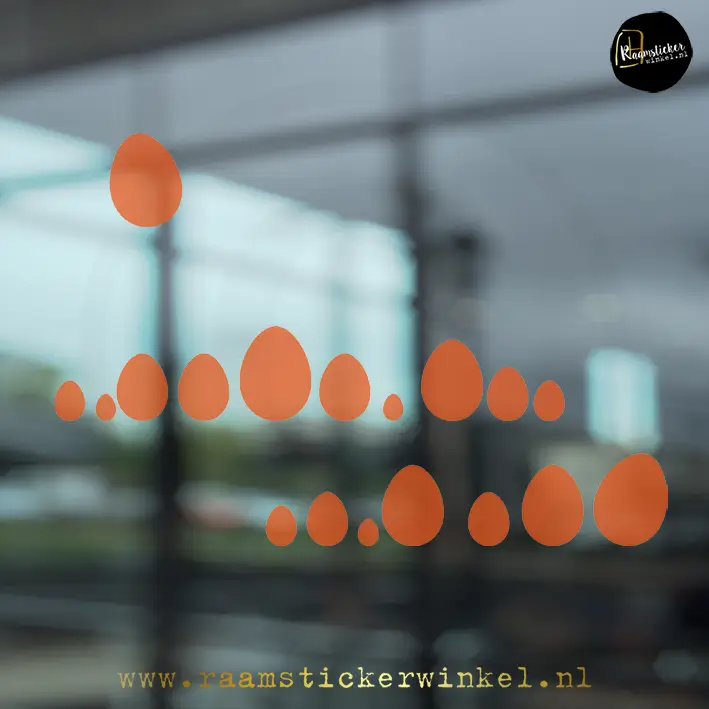 Raamsticker Pasen paasei confetti transparant oranje copyright ®raamstickerwinkel