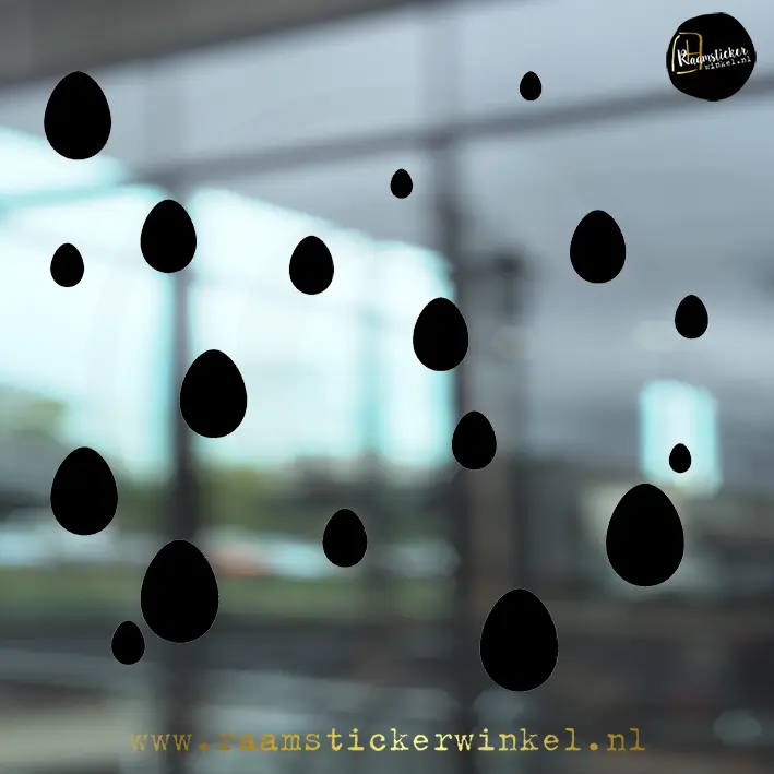Raamsticker Pasen paasei confetti zwart copyright ®raamstickerwinkel