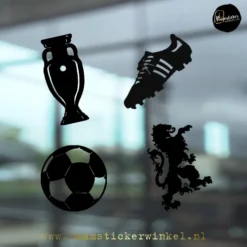 WK EK VOETBAL set van 4 zwart copyright ®raamstickerwinkel