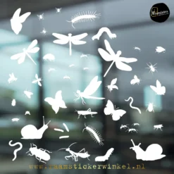 Raamsticker kriebelbeestjes wit