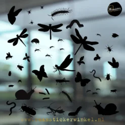 Raamsticker kriebelbeestjes zwart