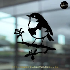 raamsticker roodborstje bird Robin zwart silhouet copyright ®raamstickerwinkel