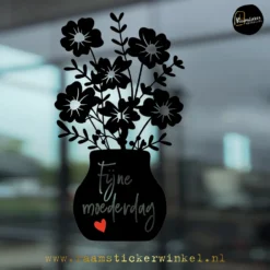 vaas fijne moederdag bloemen zwart