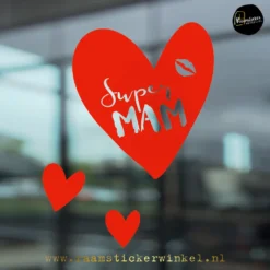 Hart moederdag super mama rood