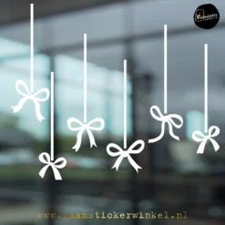 Raamsticker touwtjes met strikjes los wit